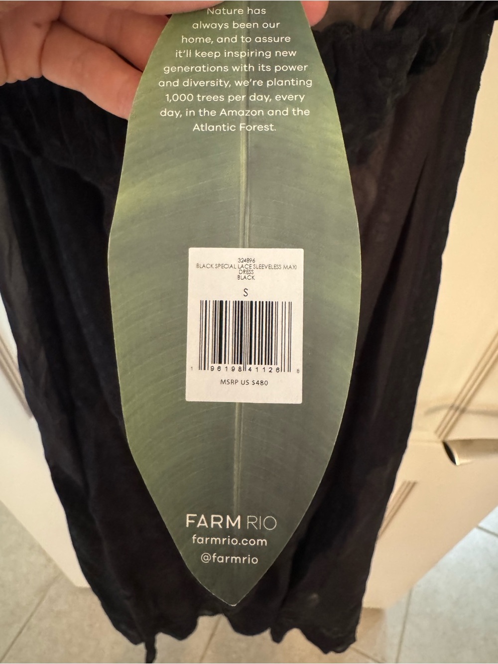 Farm Rio Special Lace Black Maxi Dress NWT - Picture 4 of 7